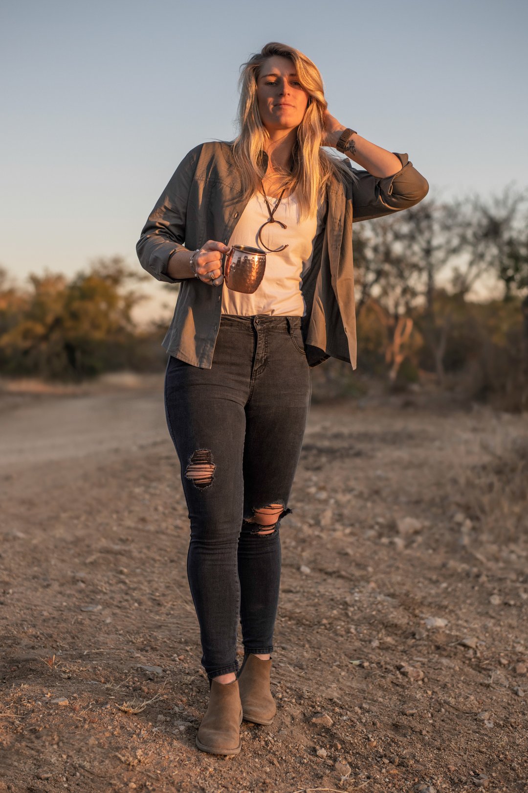 Ladies Mpata Long Sleeve Shirt - OLIVE